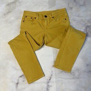 J Crew Yellow Gold Toothpick Jeans Womens Sz 25 Ankle Skinny Slim Low Rise N164